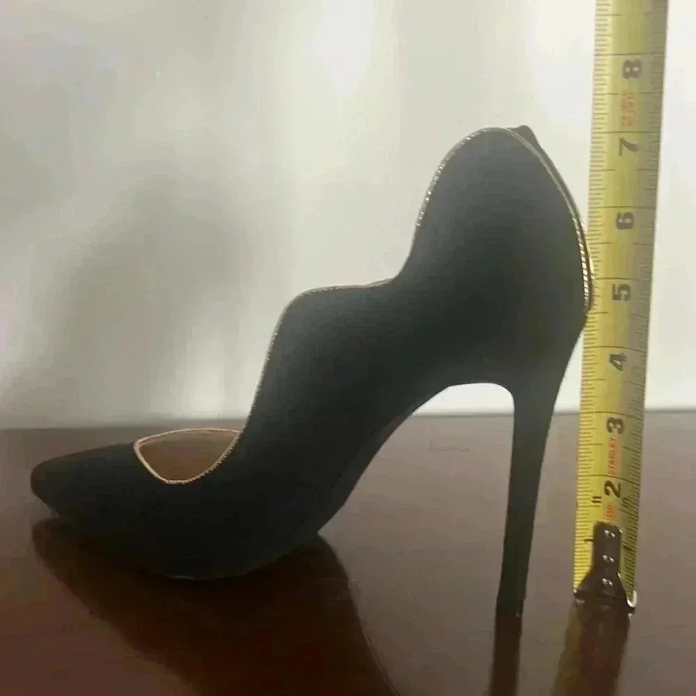LEMON DROP BY PRIVILEGED BLACK HEELS GOLD TRIM SIZE 8.5 - Picture 12 of 15
